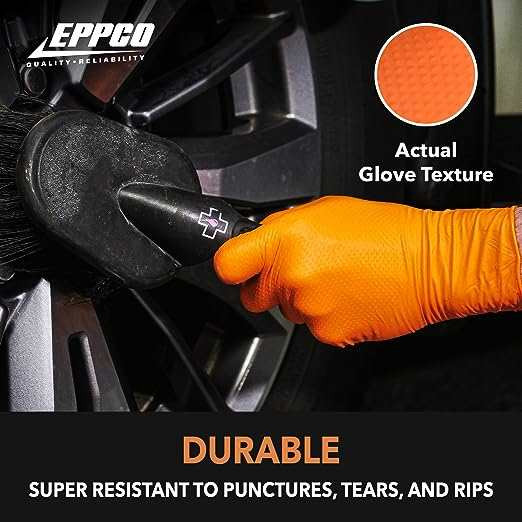 Tiger Grip Gloves Textured Orange Nitrile Mil State Safety