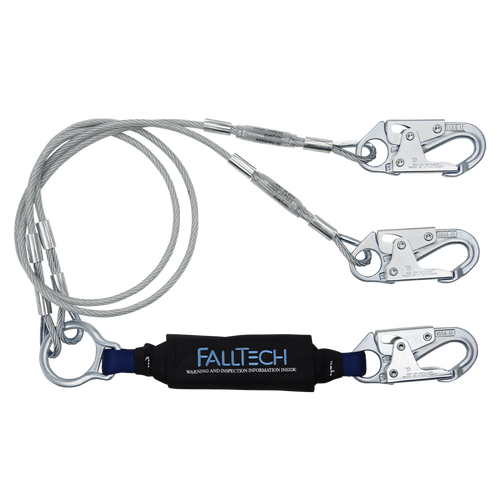 FallTech 8357Y 6' ViewPack® Coated Cable Energy Absorbing Lanyard