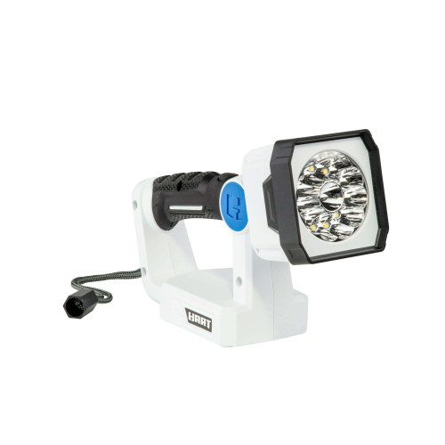 HART Rechargeable LED Area Spotlight, Pivoting Light Head, Magnetic Base, Carry Handle, 600 Lumens