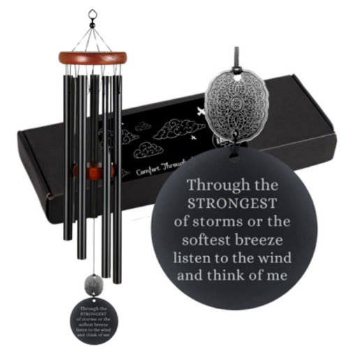Black Memorial Sympathy Wind Chime Gift in Memory of a Loved One-Deep Tones