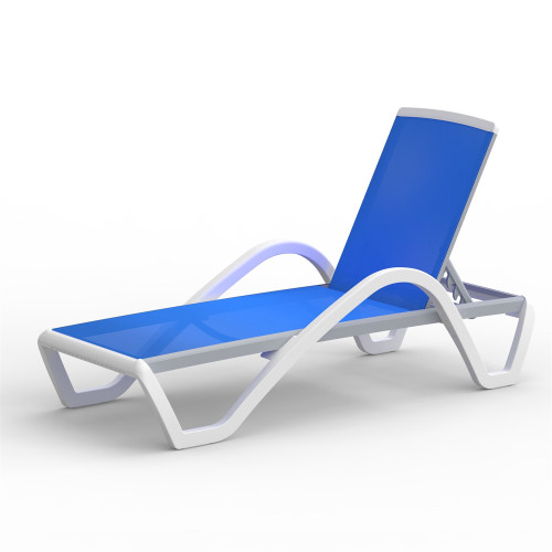Patio Chaise Lounge Adjustable Aluminum Pool Lounge Chairs with Arm All Weather Pool Chairs for Outside,in-Pool,Lawn (Blue,1 Lounge Chair)