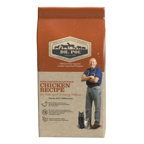 Dr. Pol High Protein Limited Ingredient Chicken Recipe Dry Cat Food for All Breeds, Ages and Sizes of Cats and Growing Kittens, 4 lb. Bag