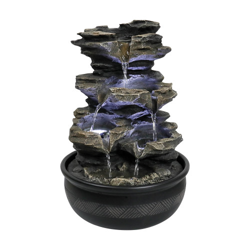 15.7inches High Rock Cascading Tabletop Fountain with LED Light for Home Office Bedroom Relaxation