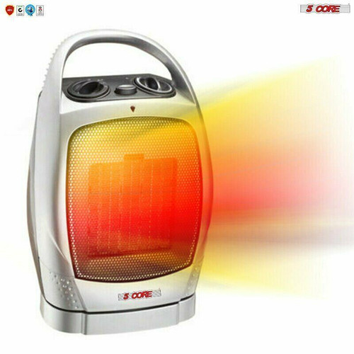 Space Heater Portable Electric Heaters for Indoor Use Tower Fast Oscillating Quiet 1500W Ceramic 13" 5 Core HTR H