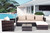 Outdoor garden garden furniture 4-piece brown PE wicker combination upholstered sofa set
