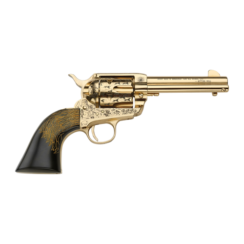 Pietta PFI45KOP434EP Keeper Of The Plains 45 Colt (Long Colt) 6 Shot 4.75" Ultra Black Engraved w/Eagle Right