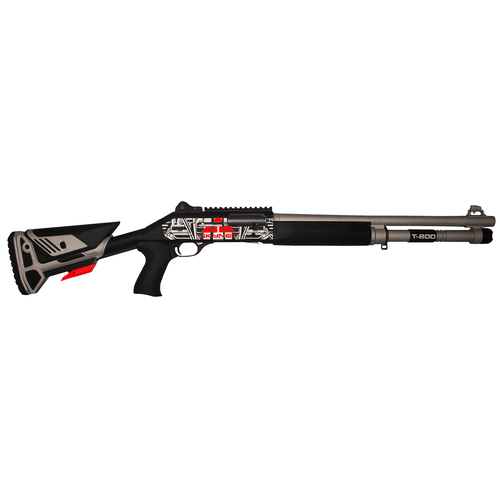MAC 21000154AA1 1014 Judgement Day 12 Gauge Semi-Auto 3" 5+1 18.50" Anodized Steel Barrel, Black/Gray Anodized Receiver w/Red