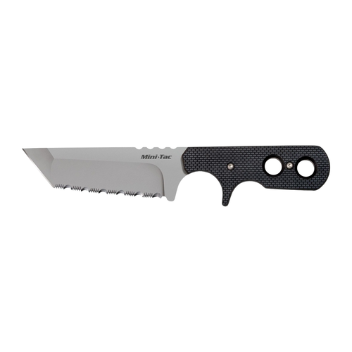Cold Steel CS49HTFS Mini Tac Neck Knife 3.75" Fixed Tanto Serrated Stonewashed AUS8A SS Blade