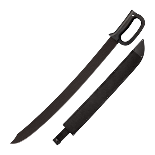 Cold Steel CS97DRMS Cutlass 24" Fixed Machete Trailing Point Plain Black Matte Baked-On Anti Rust 65Mn Carbon Steel Blade
