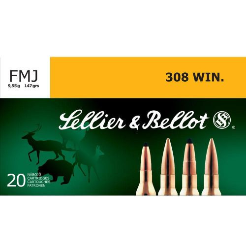 SELLIER & BELLOT 308 Win. 147 Grain FMJ Ammo, 20 Round Box - SB308A