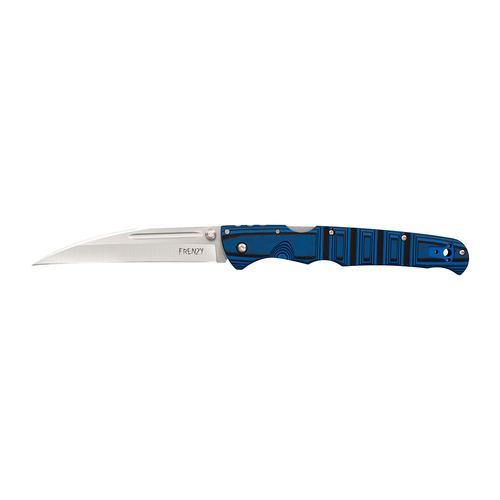 Cold Steel CS62P2A Frenzy II 5.50" Folding Sheepsfoot Plain Satin Polished S35VN SS Blade, 6.75" Blue/Black G10 Handle