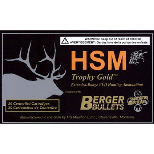 HSM 338RUM300OTM Trophy Gold Extended Range 338 RUM 300 gr Berger Hybrid Tactical Open Tip Match 20 Per Box