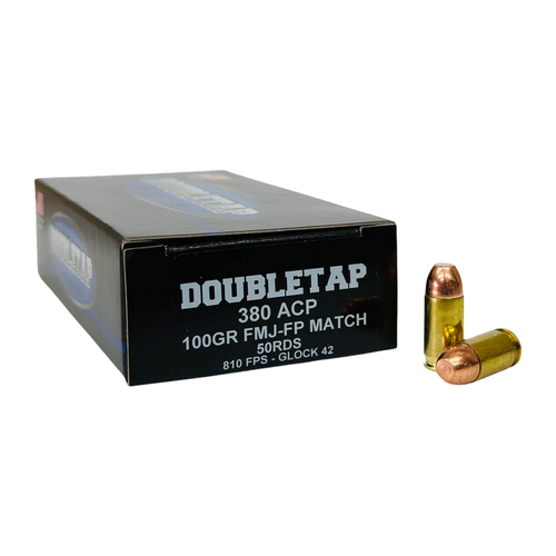 DoubleTap Ammunition 380ACP100FMJ 380ACP 100gr Full Metal Jacket Flat Point 50 Per Box