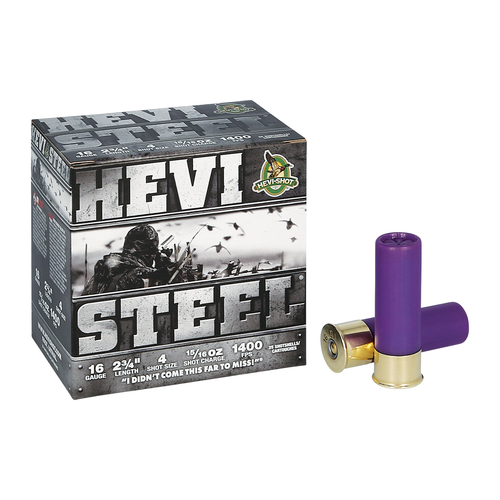 HEVI-SHOT HS61604 HEVI-Steel 16Gauge 2.75" 15/16oz Steel 4Shot 25 Per Box