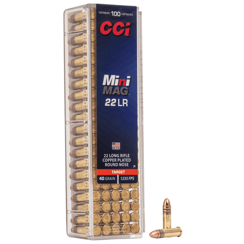 CCI 0030 Mini-Mag High Velocity 22 LR 40 gr Copper-Plated Round Nose 100 Per Box UPC: 076683000309