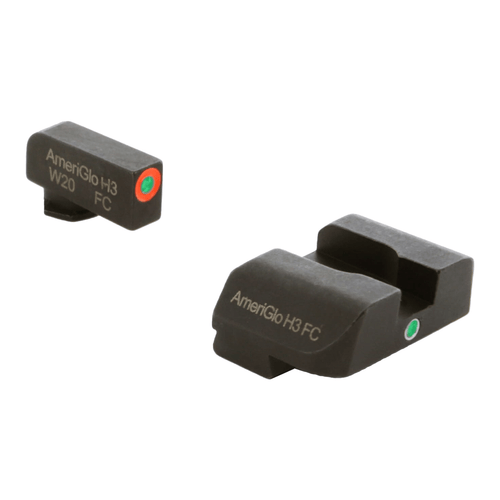 AmeriGlo i-Dot Night Sight Fits Glock Gen 1-5 Tritium Green w/Orange Outline Front Tritium Green w/White Outline Rear