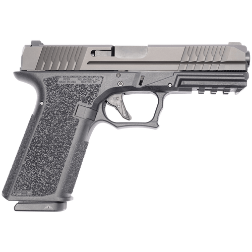 Polymer80 PFS9CMPBLK PFS9 Full-Size 9mm Luger 17+1 4.49" Black Nitride Serrated Slide Black Polymer Frame w/Picatinny Rail Black Aggressive Textured Polymer Grips Right Hand