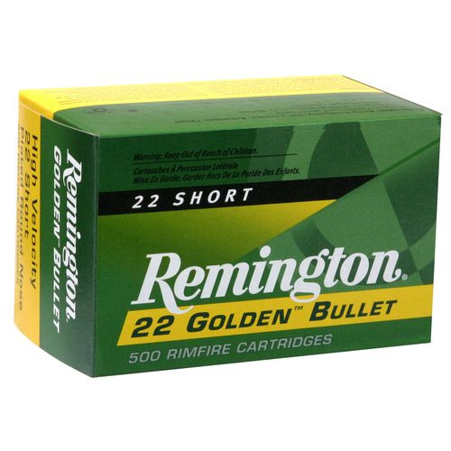 Remington Ammunition 1000 Golden Bullet  22 Short 29 gr Plated Lead Round Nose 100 Bx/ 50 Cs