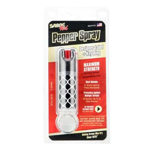 Sabre KRDL20002 Designer Key Ring Pepper Spray Maximum 10ft Black