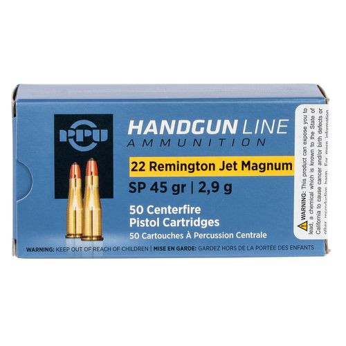 PPU Handgun 22 Rem Jet Mag 45 gr Soft Point - PPH22RJ