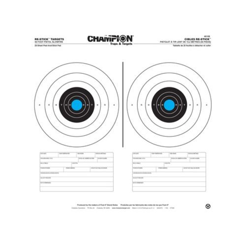 Champion Re-Stick 50 Foot Pistol Slow-Fire Self-Adhesive Targets Pack of 25