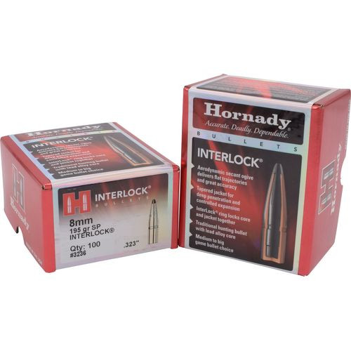 Hornady 3236 InterLock 8mm .323 195 GR Spire Point 100 Box