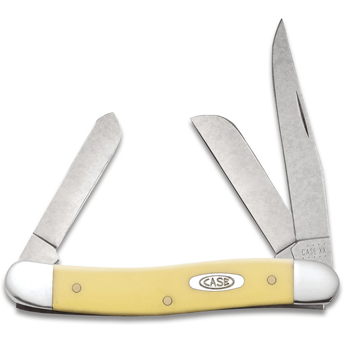 Case 00035 Stockman Med Folder Chrome Vanadium Clip/Spey/Sheepfoot Yellow Hndl