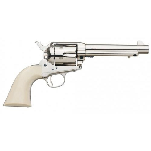 A. Uberti 1873 Cattleman Cody NM Nickel, Ivory Style Grip .45 Colt Single Action Revolver 4 3/4" Barrel