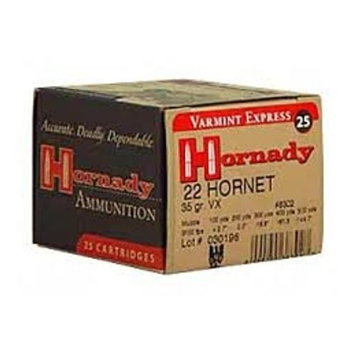 Hornady Varmint Express .22 Hornet Ammunition 25 Rounds 35 Grain Hornady V-Max Polymer Tip Projectile 3100fps