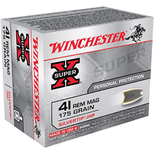 Winchester Ammo X41MSTHP2 Super-X 41 Rem Mag 175 gr Silvertip Hollow Point 20 Bx/ 10 Cs Winchester Ammo X41MSTHP2 Super-X 41 Rem Mag 175 gr Silvertip Hollow Point 20 Bx/ 10 Cs