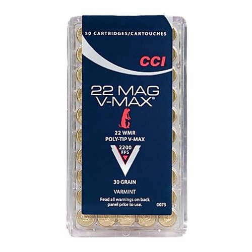 CCI 0073 Varmint  22 Mag 30 gr V-Max Polymer Tip 50 Bx/ 40 Cs