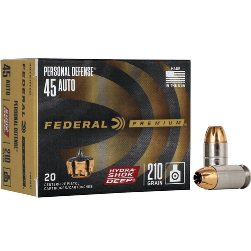 Federal Premium Personal Defense 45 ACP 210 gr Hydra-Shok Deep Hollow Point Handgun Ammo