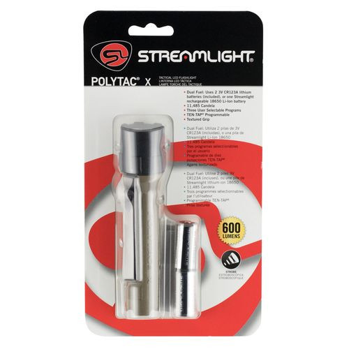 Streamlight 88602 PolyTac X  600/260/35 Lumens C4 LED Polymer Coyote CR123A Lithium