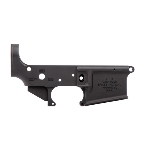 Spike's Tactical No Logo II AR-15 Stripped Lower Receiver Multi Caliber Marked Aluminum Black-815648028336