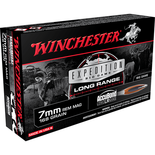 Winchester Ammo S7LR Expedition Big Game Long Range 7mm Rem Mag 168 gr Nosler AccuBond Long Range 20 Per Box/ 10 Case