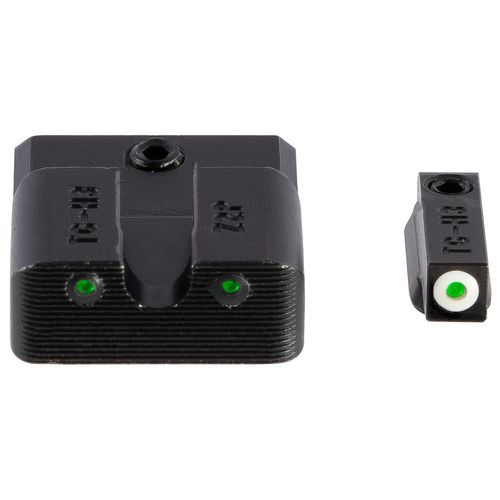 Truglo Tritium Pro Night Sights S&amp;W Shield EZ 380 Green Tritium w/White Outline Front Tritium Green w/Black Outline Rear Black