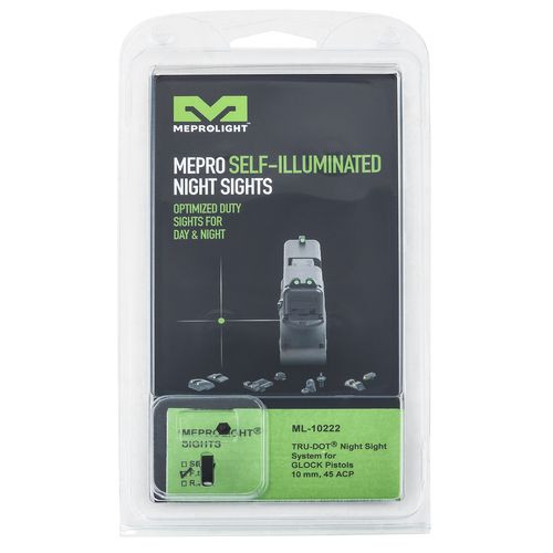 Meprolight USA 102223107 Mepro Tru-Dot Fixed Sights Front Sight Green Tritium with Black Frame For Glock 20,21,29,30,36,40,41