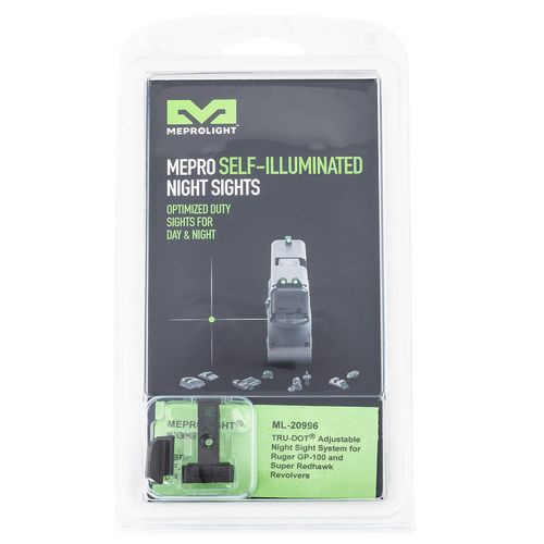 Meprolight USA 209963101 Mepro Tru-Dot Adjustable Sights Self-Illuminated Green Tritium Front & Rear with Black Frame for Ruger GP100