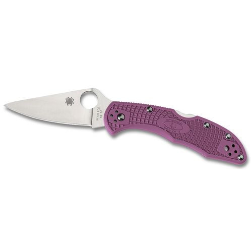 Spyderco CLLFPPR Delica 4 Lightweight 2.88" Folding Drop Point Plain VG-10 Stainless Steel Blade/FRN Purple Handle