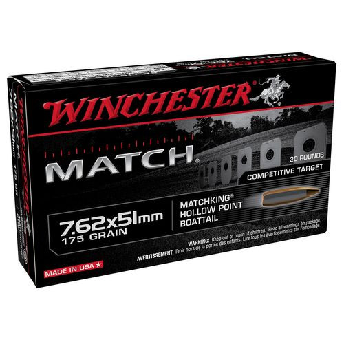 Winchester Ammo Match 7.62x51mm NATO 175 gr Sierra MatchKing BTHP - S76251M