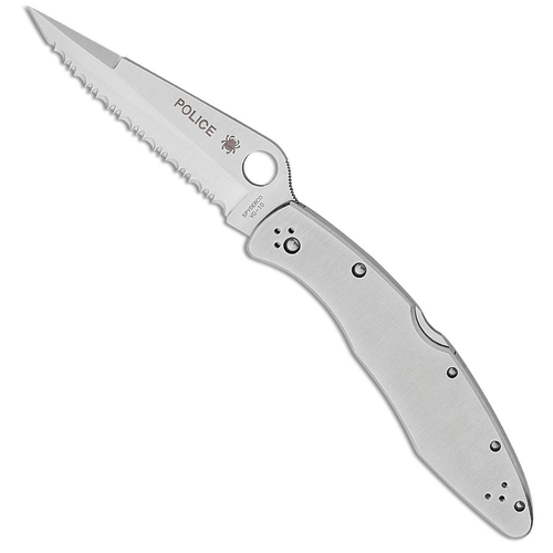 Spyderco C07S Police  4.13" Folding Spear Point Serrated VG-10 Stainless Steel Blade/Stainless Steel Handle