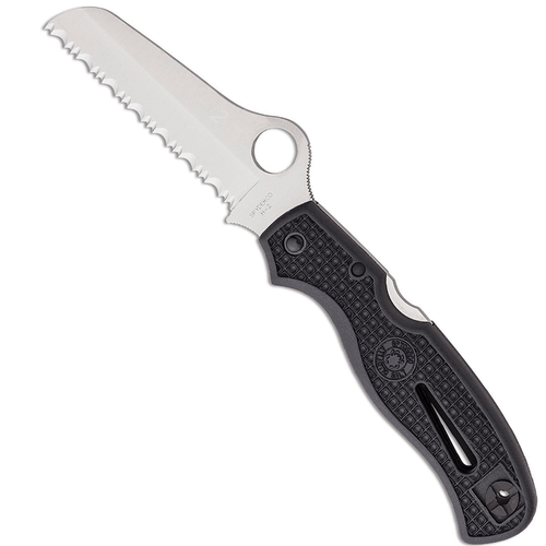 Spyderco C89SBK Atlantic Salt Lightweight 3.69" Folding Sheepsfoot Serrated H1 Steel Blade/FRN Black Handle