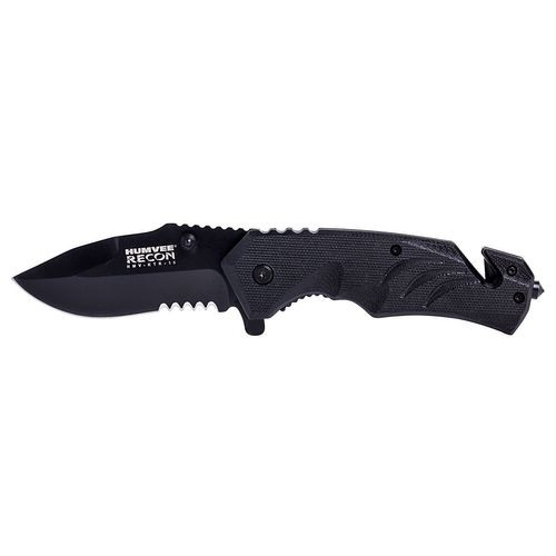 Humvee Adventure Gear HMVKTR15 Tactical Recon  3" Folding Part Serrated Black Stainless Steel Folding