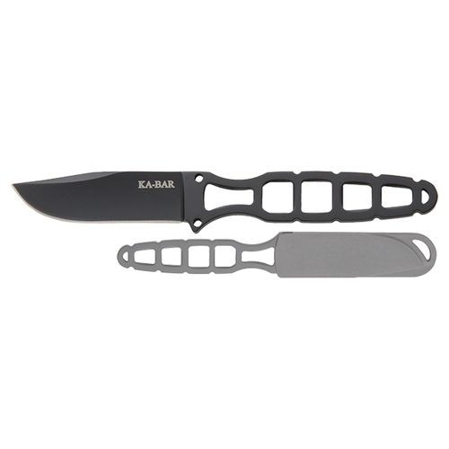 Ka-Bar 1118BP Skeleton  2.50" Fixed Clip Point Plain Black 5Cr15 SS Blade Black 5Cr15 SS Handle