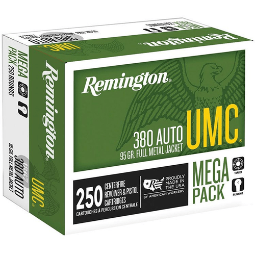 Remington Ammunition 23721 UMC  380 ACP 95 gr Full Metal Jacket (FMJ) 250 Bx/ 4 Cs (Mega Pack)