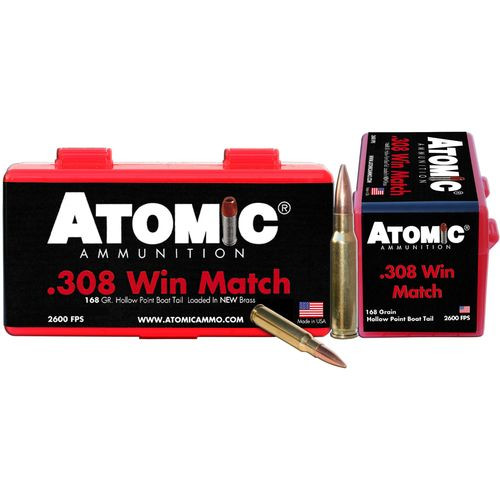 Atomic 00426 Rifle 308 Win 168 gr Hollow Point Boat Tail (HPBT) 50 Bx/ 10 Cs