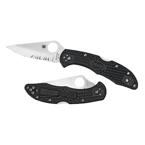 Spyderco C11PSBK Delica 4 Lightweight 2.88" Folding Drop Point Part Serrated VG-10 Stainless Steel Blade/FRN Black Handle