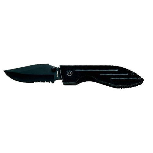 Ka-Bar 3073 Warthog  3" Folding Clip Point Part Serrated 420 Stainless Steel Blade G10 Black Handle
