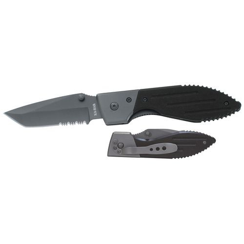 Ka-Bar 3075 Warthog  3" Folding Tanto Part Serrated 420 Stainless Steel Blade G10 Black Handle