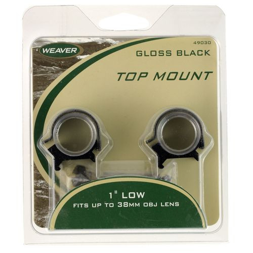 Weaver Mounts 49044 Scope Ring Set Top Mount Extra High Quick Detach 1" Matte Black Aluminum